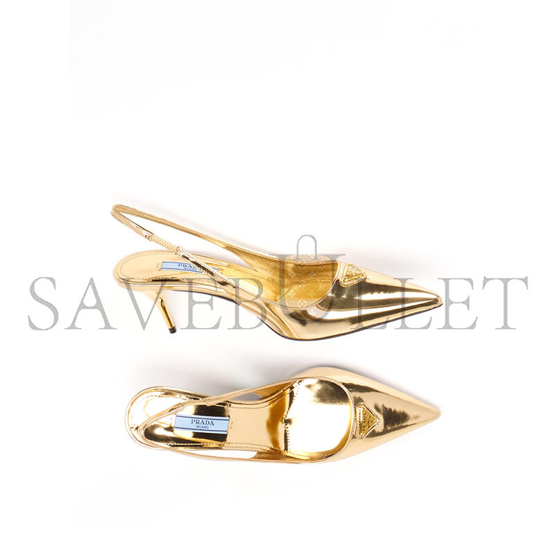 PRADA METALLIC LEATHER SLINGBACK PUMPS GOLD 